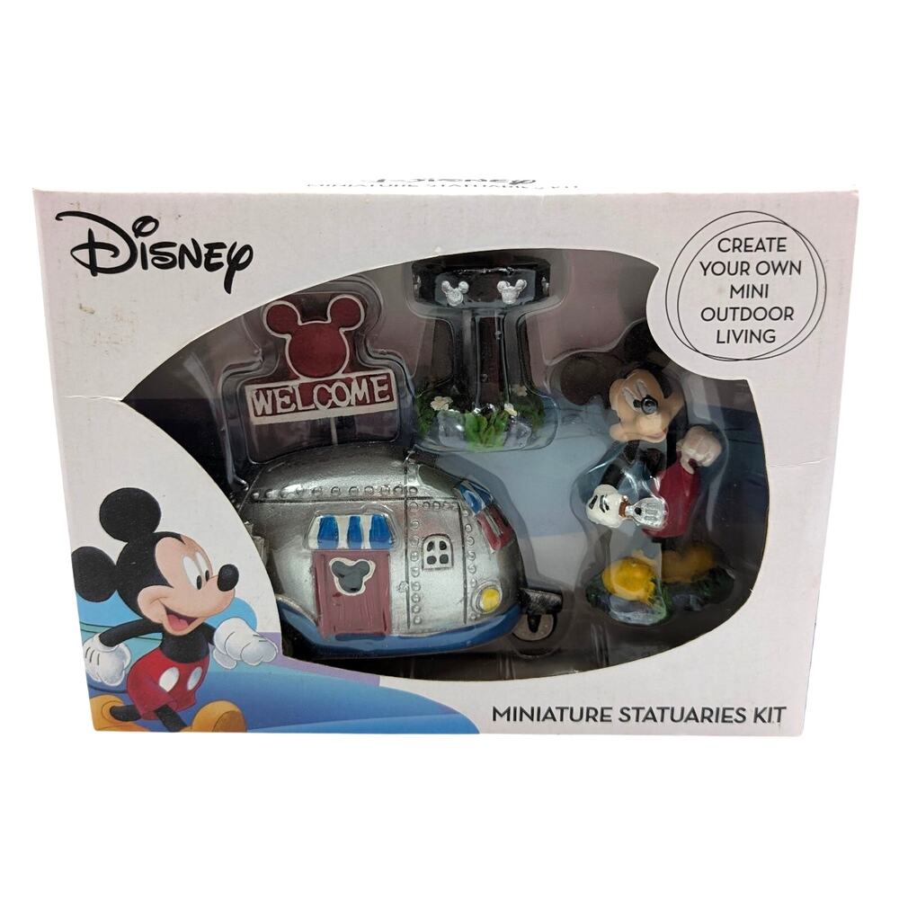Disney Mickey Mouse Miniature Statuaries Kit Figurine Set BBQ Grill RV Camper